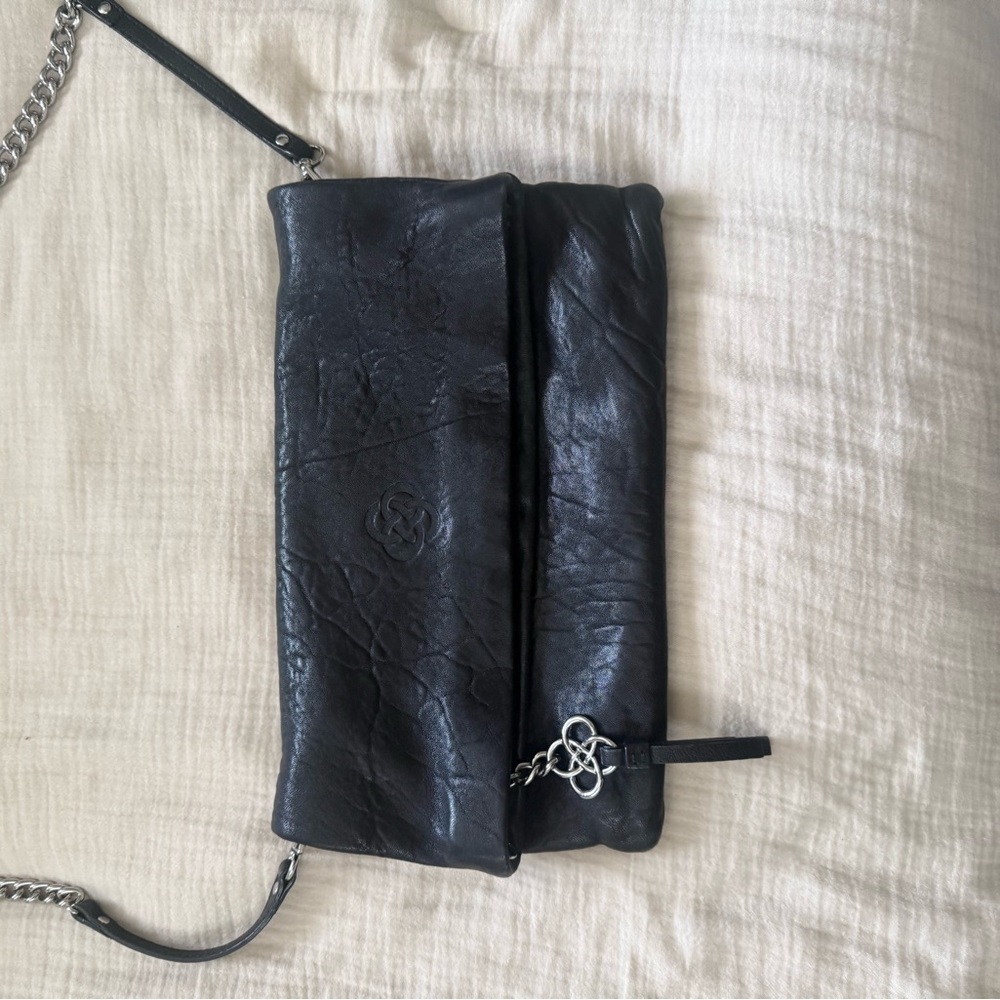 Stella & Dot Black Leather Wristlet